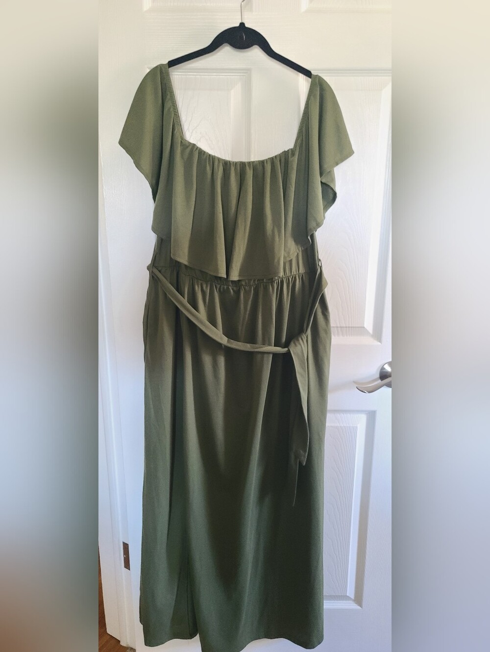 Olive Green Maxi Dress with Belt